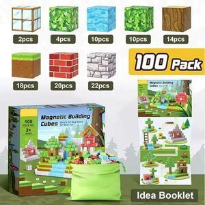 Magnetic Building Blocks Mine World Cube Set 100pcs STEM Toy for Kids 3+